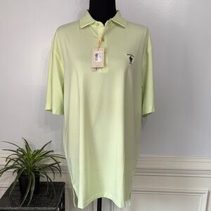 NWT Peter Millar Summer Comfort Lime Striped Green Golf Polo Shirt L